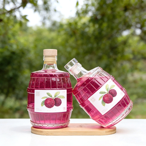 Vente d'usine : Bouteilles de spiritueux en verre de 500 ml, forme baril, avec <span class=keywords><strong>bouchon</strong></span> en liège, <span class=keywords><strong>pour</strong></span> <span class=keywords><strong>vin</strong></span> de fruits, tequila, vodka, whisky, gin – Luxe et raffinement - Product Image 4