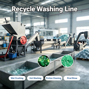 Ligne de recyclage automatique 3 en 1 pour le broyage, le lavage et le séchage des bouteilles en LDPE, PE, PP, PET / Machine de recyclage des bouteilles en plastique - Product Image 1