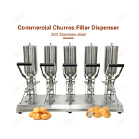 Machine à remplir de crème de 5L*5, machine à remplir de pâte pour éclairs, machine à remplir de pâte pour croissants, distributeur de pâte à beignets de 25L