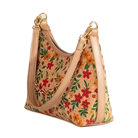 Grosir Tas Hobo Crescent Kork untuk Wanita Ramah Lingkungan Cetak Bunga Boho Tas Bahu dengan Penutup Zipper