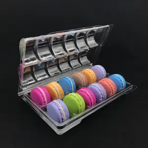 Hoge Kwaliteit Custom Logo Rpet Clear Macaron Blister Clamshell Macaron Houden Pet Box Verpakking Lade