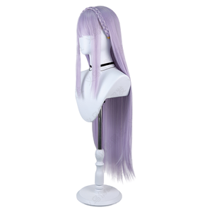 Emilia <span class=keywords><strong>Re</strong></span> <span class=keywords><strong>Zero</strong></span> Anime Cosplay Perruque Avec Rose Cheveux Net Synthétique Longue Droite Cheveux Synthétiques En Gros pour Costume Roleplay - Product Image 2