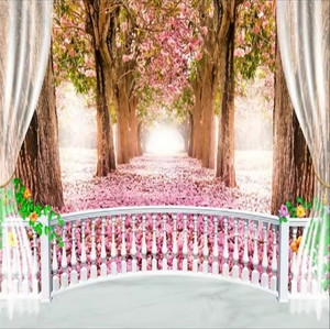 Papier Peint Photo Moderne Sakura <span class=keywords><strong>Avenue</strong></span> Paysage Naturel Papier Peint Pour Salon Tv Canapé Fond Papier Peint Décor À La Maison - Product Image 1
