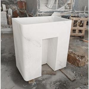 浴室用シンク屋外装飾庭用ホワイトナチュラルアンティークインテグラルトラバーチン石台座用 - Product Image 3