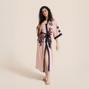 Camisones de satén Yaoting de poliéster para mujer, <span class=keywords><strong>talla</strong></span> <span class=keywords><strong>grande</strong></span>, de verano, con cuello caído, manga tres cuartos, ligeros y largos - Product Image 2