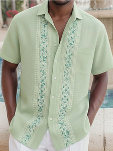 Camisa informal estampada de manga corta para hombre, con botones, para vacaciones de verano, ropa de playa - Product Image 1