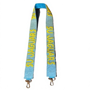 CRYSTAL CRAFT SU Sangle en sangle bleue Jaguar avec texte en relief jaune, crochet réglable, modèle vintage écologique 4583, accessoire de mode - Product Image 1