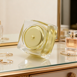 Golden High Quality 20/30/50g Acrylic <strong>Cosmetic</strong> Sub-Bottles With Screw Cap Square Plastic Jars Packaging For Eye Cream Face Masks - Product Image 5