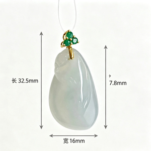 Pendentif en jade de Birmanie de qualité naturelle HENG YUE, forme melon, plaqué or 18 carats, ornement de luxe en jade pour femmes, cadeau - Product Image 2