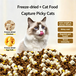 <span class=keywords><strong>Nourriture</strong></span> pour chats riche en viande, nutritive, pour développer les muscles, mélange double lyophilisé pour prendre du poids et avoir un visage rond, pour chatons et chats adultes - Product Image 2