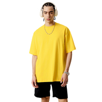 T-shirt en coton respirant pour homme, coupe oversize à épaules tombantes, couleur unie, style décontracté américain, idéal pour le quotidien et le sport