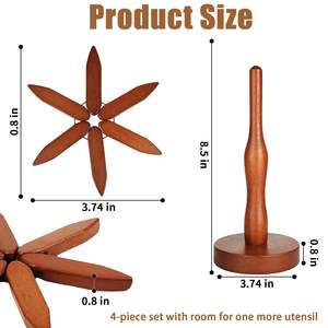 JQ Trivet Trivet a forma di albero Set porta pentola calda cucina pieghevole in legno Trivet sottobicchiere per piatti caldi teiera ciotola - Product Image 2