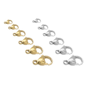 Lot de 10 fermoirs mousquetons en acier inoxydable doré et argenté pour bijoux, accessoires de fabrication de bracelets et colliers DIY - Product Image 1