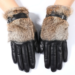 <span class=keywords><strong>Gants</strong></span> <span class=keywords><strong>en</strong></span> fourrure de lapin et <span class=keywords><strong>en</strong></span> <span class=keywords><strong>cuir</strong></span> de mouton véritable à la mode pour hommes <span class=keywords><strong>Gants</strong></span> à écran tactile <span class=keywords><strong>en</strong></span> peluche pour un usage quotidien Hiver chaud - Product Image 1
