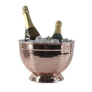 Kitchen KTV Club Bar Rose-Gold Mirror Ice Bowl Fruit Salad Mixing Bowl Accesorios de boda de Navidad con acero inoxidable Ri