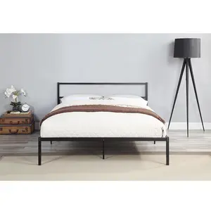 Goedkope Kleine Pakket Metalen Platform Bed Frame Black Firm Ondersteuning Easy Set Up Structuur Metalen Bedden