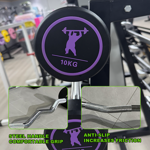 Pasokan Langsung Pabrik Grosir Set Barbel Berkualitas untuk Gym Fitness Angkat Beban, Barbel Lurus dan Melengkung Berlapis Karet - Product Image 4