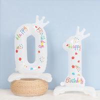 32Inch Kroon Staand Wit 0-9 Vrolijke Valentijnsdag Folie Ballonnen Feestdecoraties Folie Ballonnen Nummer