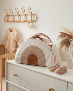 Cesta de Algodón de Estilo Moderno para Bebés, Organizador de Pañales con Asa, Forma Circular - Product Image 2