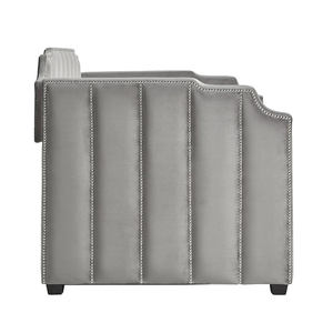 Eigentijds Gestoffeerd Grijs Linnen Stof Gebogen Multifunctioneel Dagbedframe Met Moderne Overkapping - Product Image 6