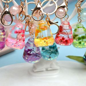 Hot Sell Cute Cartoon Acrylic Liquid Keychain <b>Floating</b> Quicksand Key Chain Bag Pendant - Product Image 3