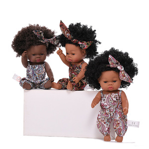 Hot Selling 35cm Black Reborn Baby <b>Doll</b> Soft Vinyl Realistic African Skin Newborn <b>Doll</b> Toy Gift For Kids Girls Role <b>Play</b> - Product Image 3