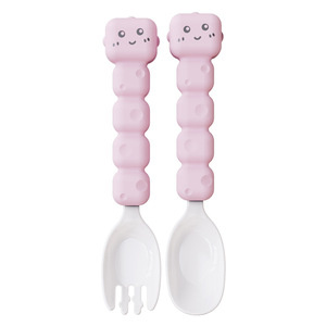 Juego de tenedor y cuchara para niños, utensilios de entrenamiento sin Bpa, color rosa, para niños de 1 a 2 años, Material PP de calidad alimentaria - Product Image 1