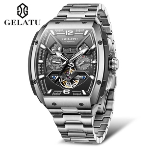 Envío Directo GELATU Reloj Mecánico Automático de Lujo para Hombre, Esqueleto, Tourbillon, Acero Inoxidable, Alta Calidad, 5BAR, Resistente al Agua - Product Image 1