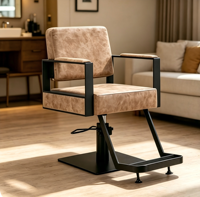Soutien Ultra Confortable |   Chaise de salon de coiffure vintage en cuir, réglable en hauteur hydrauliquement, pour salon de coiffure