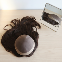 Prothèse capillaire de haute qualité pour femme, mono-toupet, maille ondulée 40 mm avec PU, cheveux Remy européens, 100 % noués à la main, densité 120 %