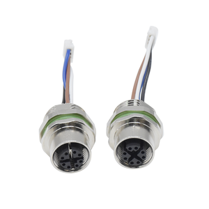 ขั้วต่อไฟฟ้ากันน้ำ IP67 ชุดสายไฟ ขั้วต่อ M12 8 ขา แบบ X Code ทรงกลม ตัวเมีย ติดตั้งด้านหลัง พร้อมขั้วต่อสายไฟ - Product Image 3