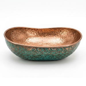 Vasque en cuivre artisanale, patine verte, lavabo de salle de bain rustique et luxueux, lavabo décoratif en cuivre pour salle de bain moderne - Product Image 1