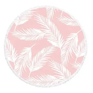 अनुकूलित रंग आकार सामग्री लोगो प्रिंट लक्जरी व्यक्तिगत उष्णकटिबंधीय गुलाबी गोल तौलिए कपास बड़ा समुद्र तट तौलिया