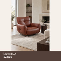 Fauteuil lounge moderne en cuir, fauteuil individuel rembourré, fauteuil de lecture pour salon, hall d'hôtel