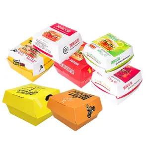 Personalizado marrón negro blanco cartón papel corrugado Clamshell hamburguesa patatas fritas entrega de alimentos grado caja de papel de embalaje