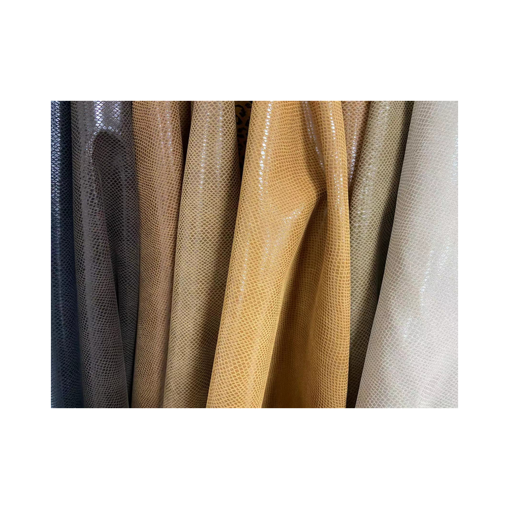 Double Sided Microfiber Suede Synthetic Leather Snake Print 30% Cow Calf Fiber for Sofas Belts Bags Manufactured PU Material