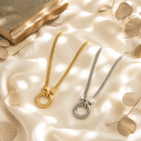Collier tendance en acier inoxydable plaqué or 14 carats, chaîne serpent simple, bijoux de mode pour femme, cadeau personnalisable, vente en gros