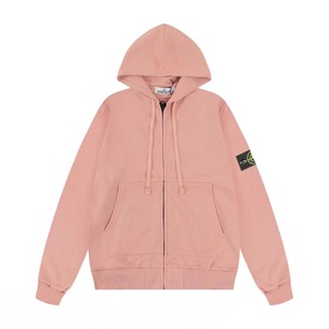 <span class=keywords><strong>Sudadera</strong></span> con capucha de algodón puro con cremallera y letras, estilo americano de alta gama, moda urbana transfronteriza, de manga corta, tipo cárdigan. - Product Image 6