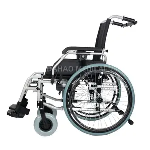Cadeira de rodas manual dobrável para idosos, cadeira de rodas de alumínio para deficientes, leve e portátil padrão para viagens