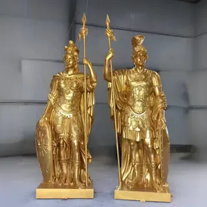 Statua da Giardino in Metallo di Grandi Dimensioni Personalizzabile, Design <span class=keywords><strong>Samurai</strong></span>/Guerriero con Finitura in Bronzo, Stile Occidentale, Marca BringFine - Product Image 1