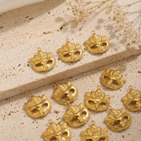 Pendentifs Masque de Mascarade Plume Gaufrée Dorée, Accessoires Rétro en Acier Inoxydable pour Bijoux Faits Main DIY
