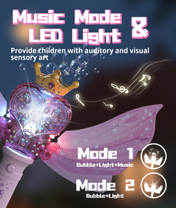 Varita de burbujas de mariposa rosa princesa, máquina de burbujas eléctrica para niñas, juguete de máquina de burbujas para niños, juguete de verano para exteriores - Product Image 4