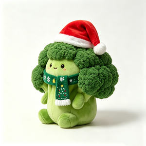 Peluche de Brócoli Verde Festivo Personalizado para Decoración Navideña, Regalo de Peluche de Brócoli con Temática de Comida para Navidad - Product Image 1