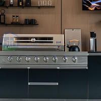 Cuisine extérieure sur mesure de 3 m, armoire en acier inoxydable 304, grill modulaire, évier, rangement