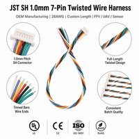 Câble personnalisé JST SH 1,0 mm de pas, 7 broches, multicolore, 28AWG, PVC pour drone FPV, capteur, caméra, mode OEM