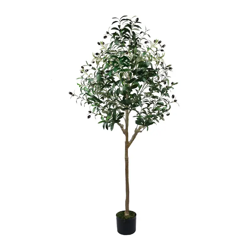 Indoor Decoration 144cm 4.8ft Artificial Faux Olives Plant Silk Leaf Artificial Olive Tree With Pot