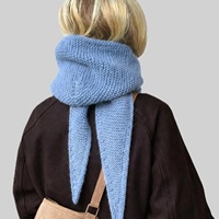 Écharpe à capuche tricotée pour femme, 100% acrylique, écharpe à capuche tricotée à la main, écharpe d'hiver bleu ciel pour filles, accessoires