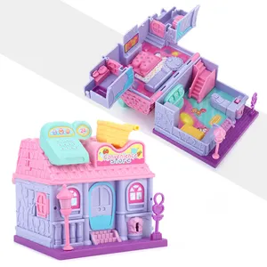 WYK Hot Baby Mini Plastic Pretend Play Gamehouse Juguetes para niños con música Light Kids Toy Set para niñas Juegos