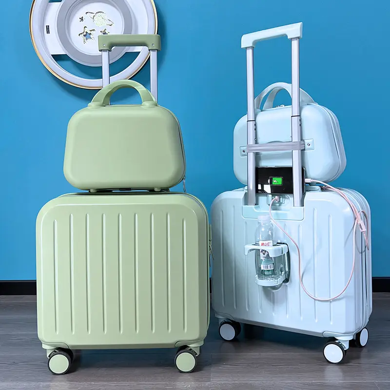 Nữ lên máy bay hành lý đa chức năng Vali giữ cốc Sạc Hộp nhỏ vali hành lý du lịch đặt cho du lịch ngoài trời