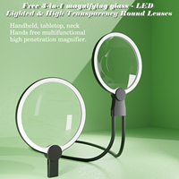 Magnetic Design 3 in 1 Handheld Tabletop Neck Wear Digital LED Lighted 130mm Gooseneck Screen Magnifier